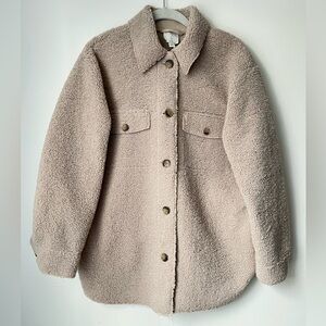 Joie Coat Women’s Small Cream Teddy Oversized Shirt Jacket Shacket